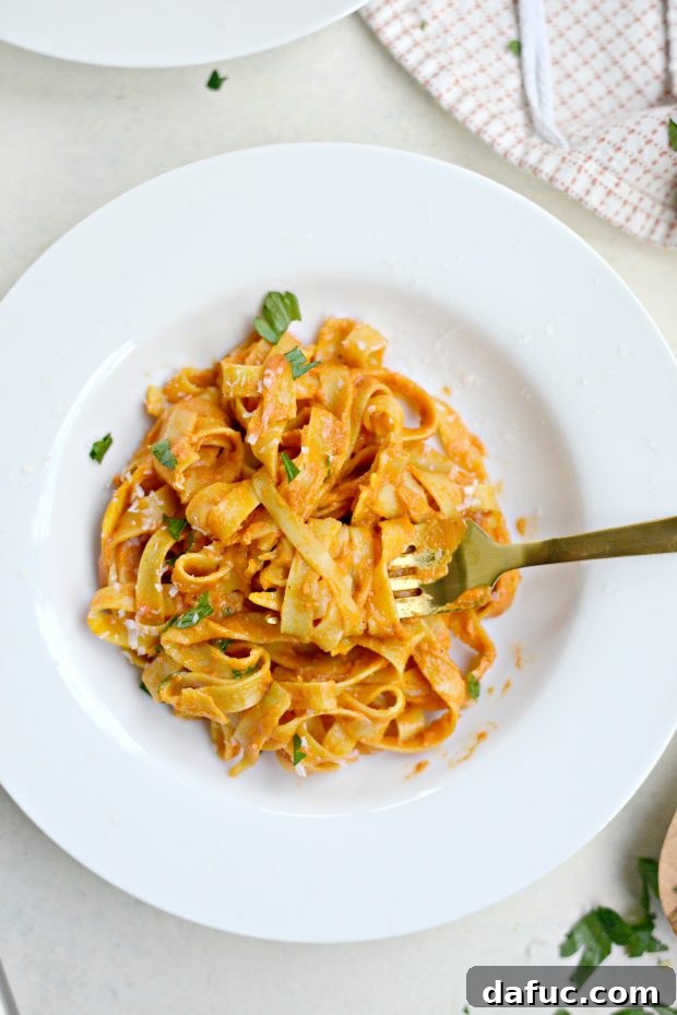 Velvety Roasted Red Pepper Pasta 12 Close-up of Creamy Roasted Red Pepper Pasta