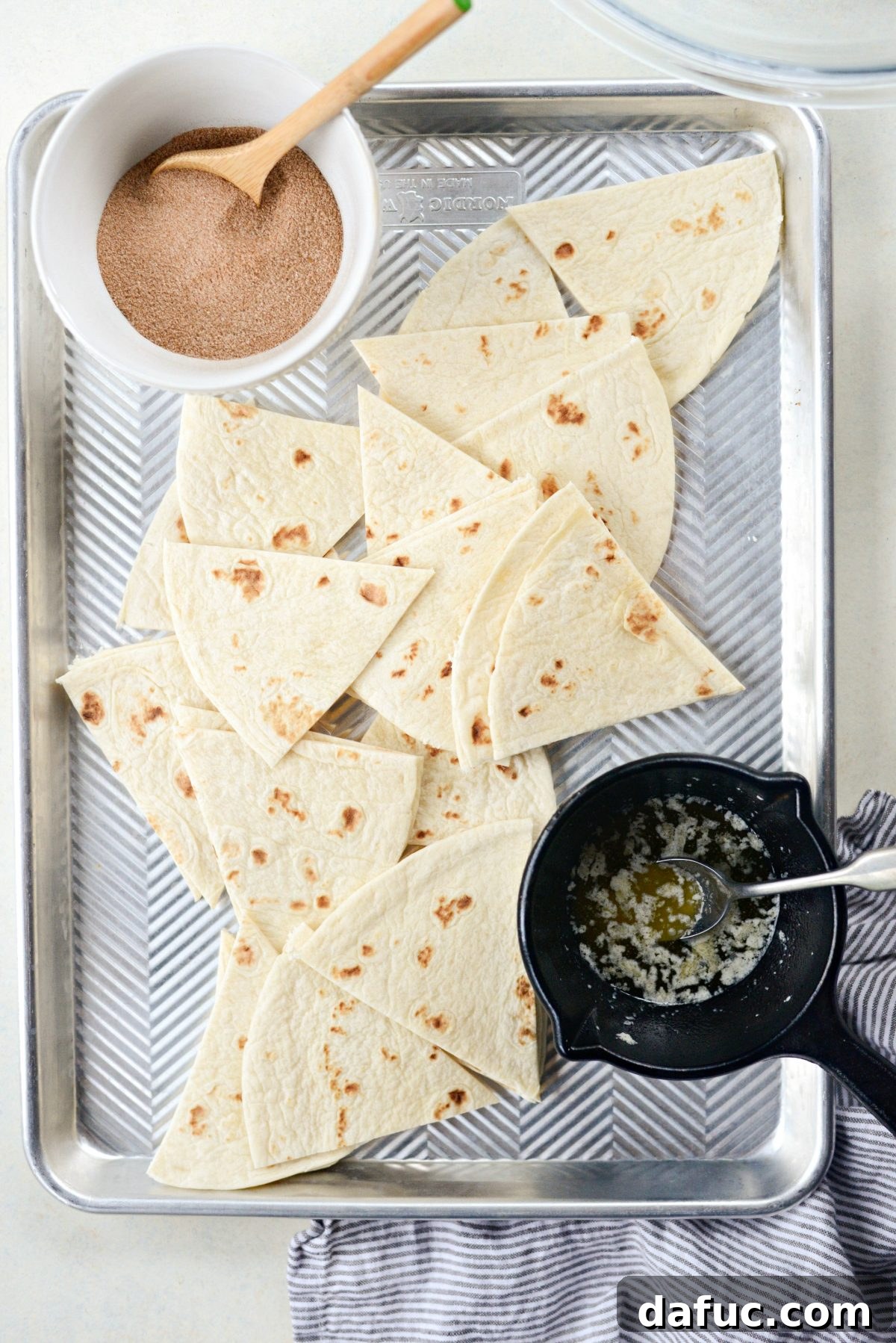 ingredients for making the cinnamon sugar chips