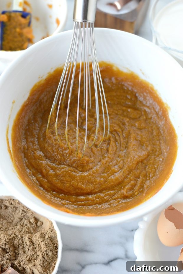 Exotic Chai Pumpkin Pie 5 Whisking the Chai Pumpkin Pie ingredients until smooth