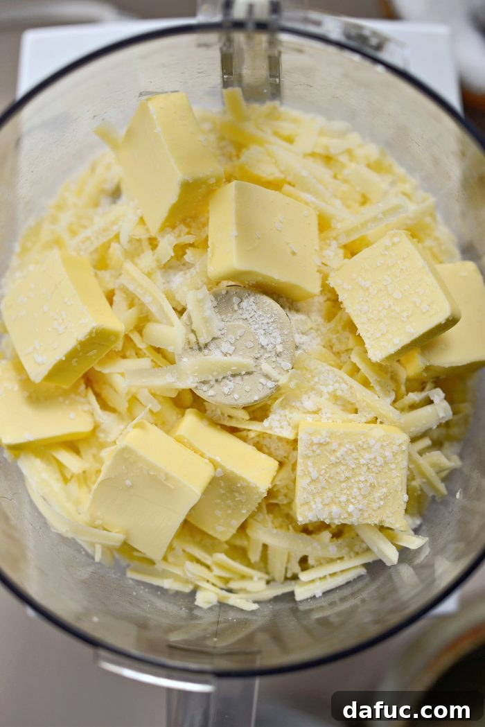 Bold Cheddar Crust 4 Add flour, cheese, butter and salt to a food processor