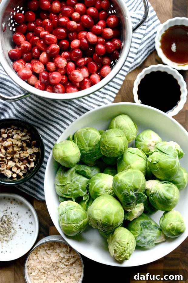 ingredients for maple balsamic brussels sprouts