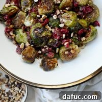 Maple Balsamic Brussels Sprouts with Cranberries and Hazelnuts