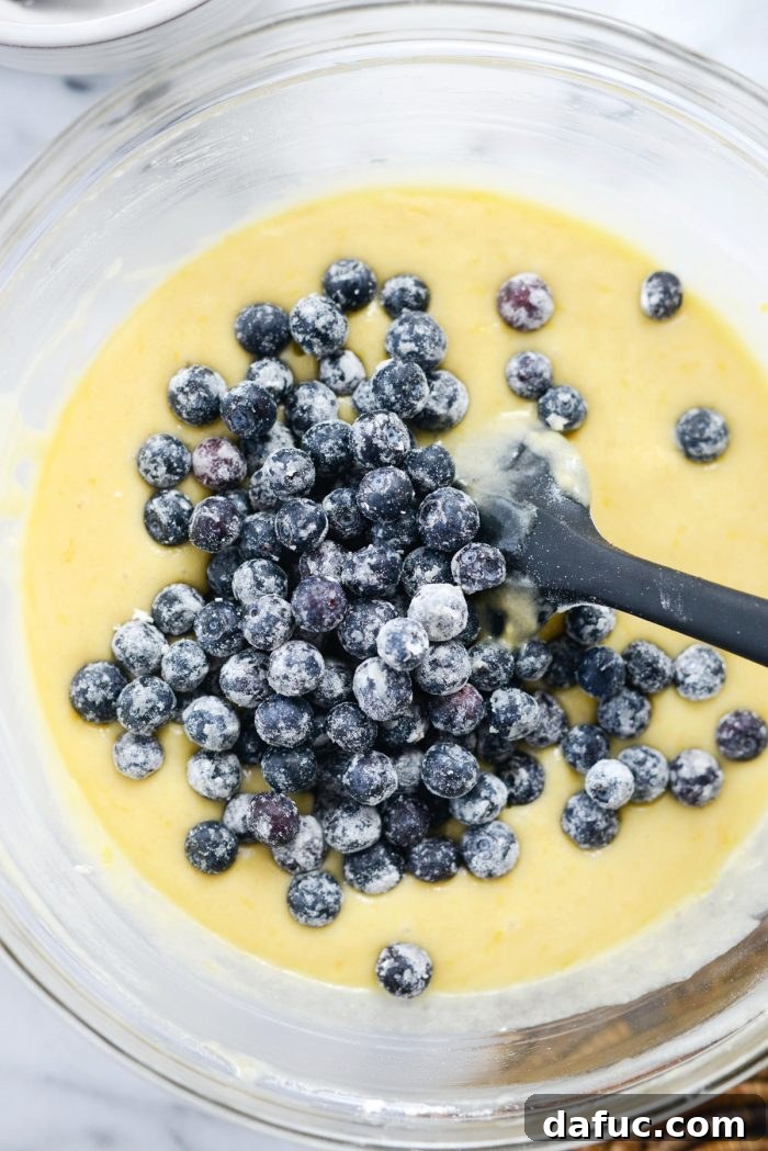 Sunshine Berry Bliss 14 add blueberries into cake batter