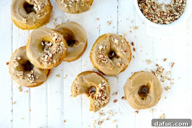 Baked Pumpkin Doughnuts with Brown Sugar Maple Glaze l SimplyScratch.com
