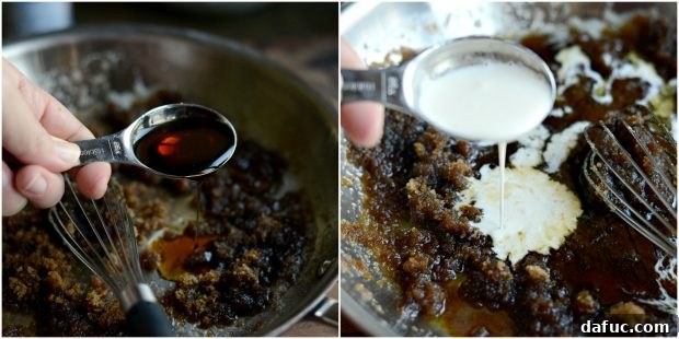 Butter browning in a skillet for the maple glaze