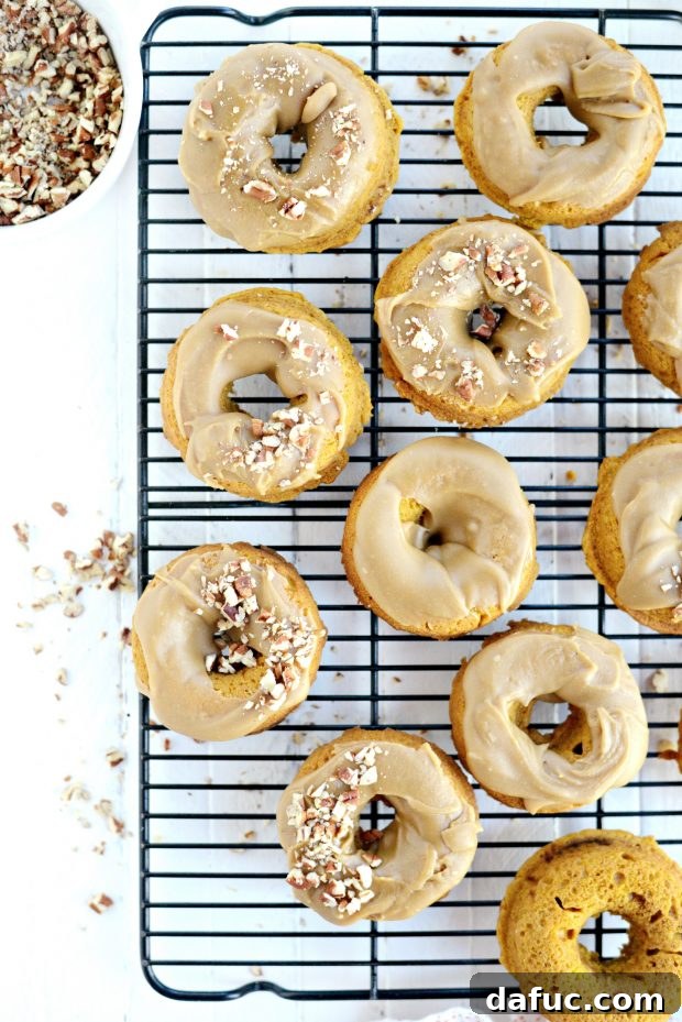 Baked Pumpkin Doughnuts with Brown Sugar Maple Glaze l SimplyScratch.com