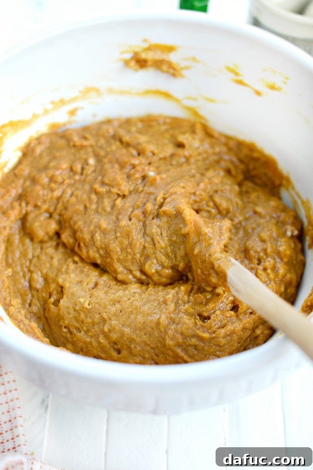 Adding dry ingredients to wet for pumpkin doughnuts
