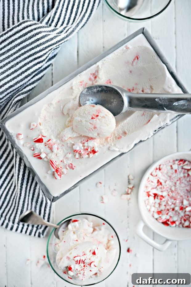 Close-up of Peppermint Candy Cane Ice Cream