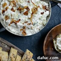 Sweet and Tangy Blue Cheese Shallot Dip 17 Caramelized Shallot and Blue Cheese Dip, a savory appetizer