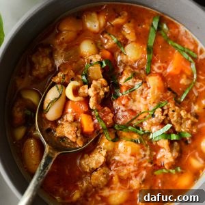 Italian Sausage White Bean Soup recipe card image