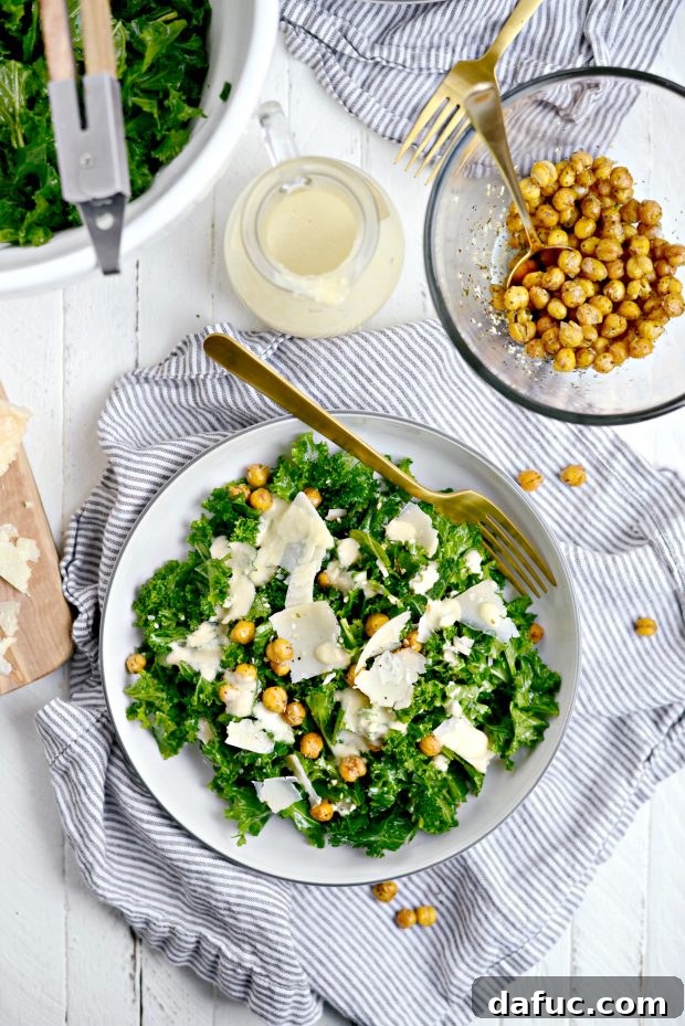 Creamy Tahini Kale Caesar Salad 12 Bowl of Healthy Kale Caesar Salad ready to serve