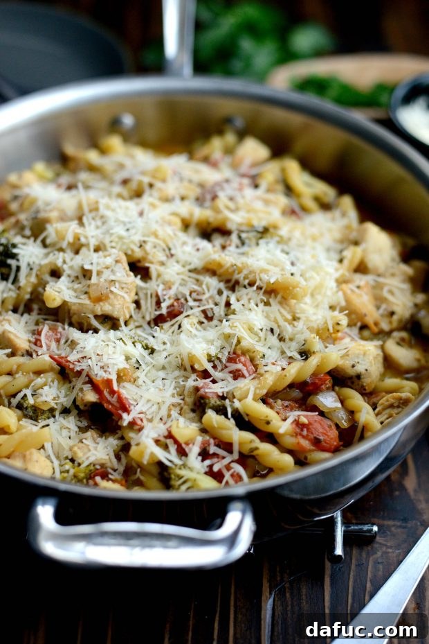 One Pan Chicken Pesto Pasta l SimplyScratch.com