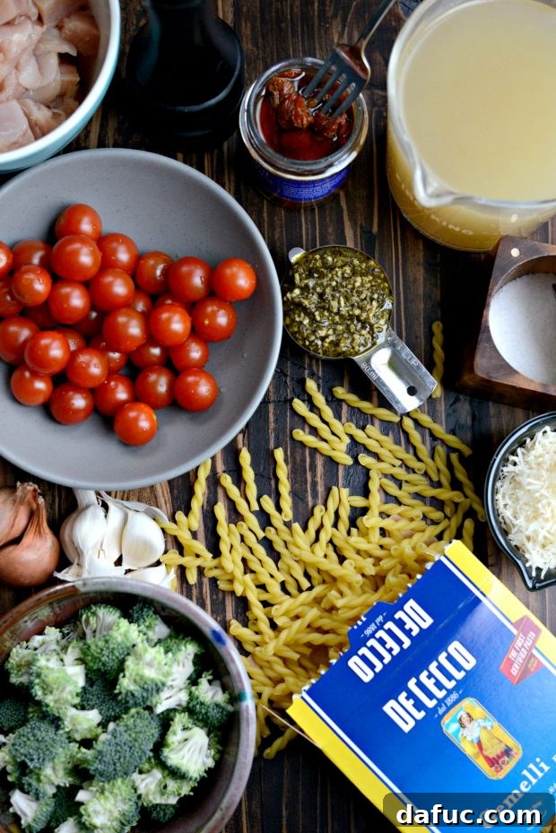 One Pan Chicken Pesto Pasta l SimplyScratch.com
