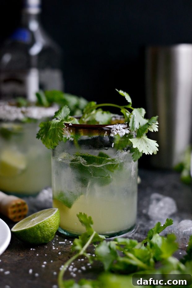 Zesty Cilantro Lime Margaritas 15 Another enticing shot of Cilantro Lime Margaritas