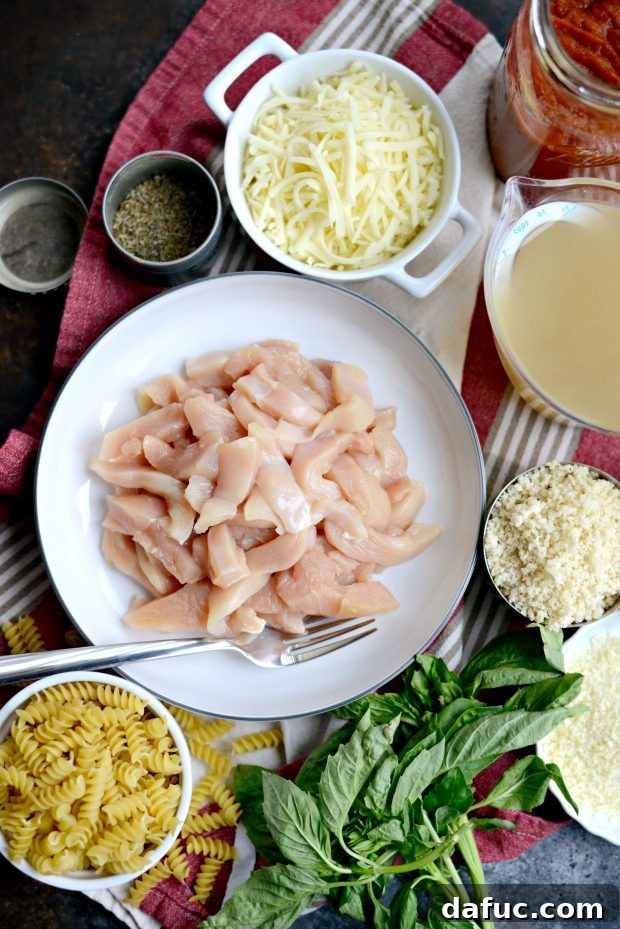 Easy One-Pan Chicken Parmesan Bake 4 One-Pan Chicken Parmesan Casserole ingredients