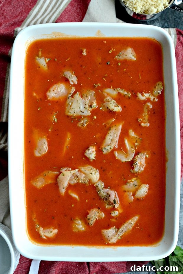 Easy One-Pan Chicken Parmesan Bake 9 add in chicken, cover and bake.