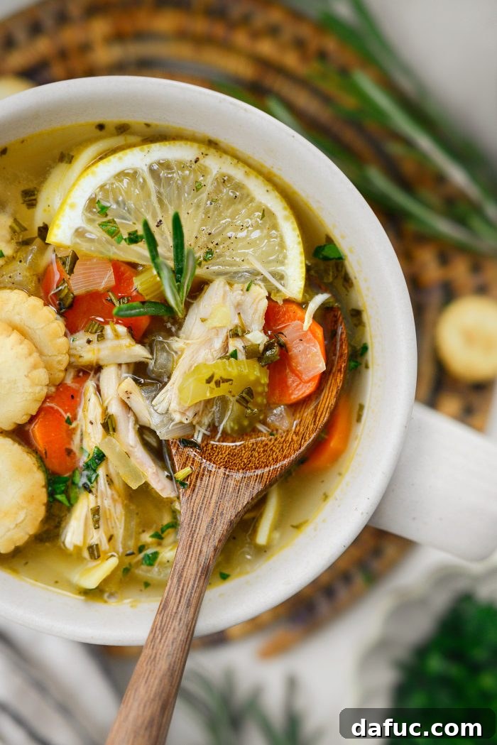 Bright Lemon Rosemary Chicken Noodle Soup 18 Beautifully presented Lemon Rosemary Chicken Noodle Soup