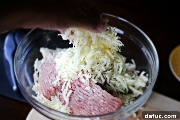 mustard & cheese Adding mustard and cheese to turkey burger mix