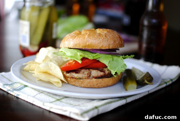Turkey Burger Loaded Loaded Grilled Turkey Burger with fresh toppings