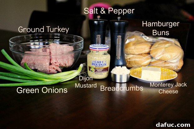 ingredeints Ingredients laid out for making Perfect Grilled Turkey Burgers