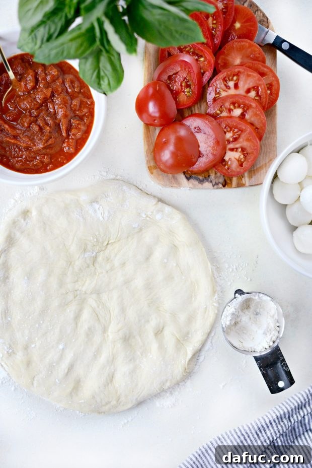 Pure Margherita Perfection 6 stretch and shape each pizza