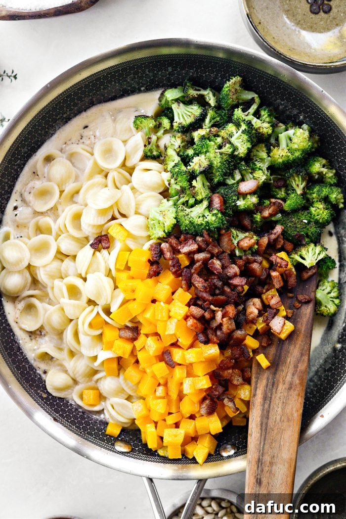 Autumn Orecchiette with Pancetta, Butternut Squash, and Broccoli 16 Cooked orecchiette pasta, roasted butternut squash, broccoli, and crispy pancetta added to the cream sauce