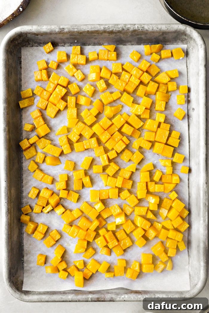 Autumn Orecchiette with Pancetta, Butternut Squash, and Broccoli 7 Roasted butternut squash showing tender, slightly browned edges