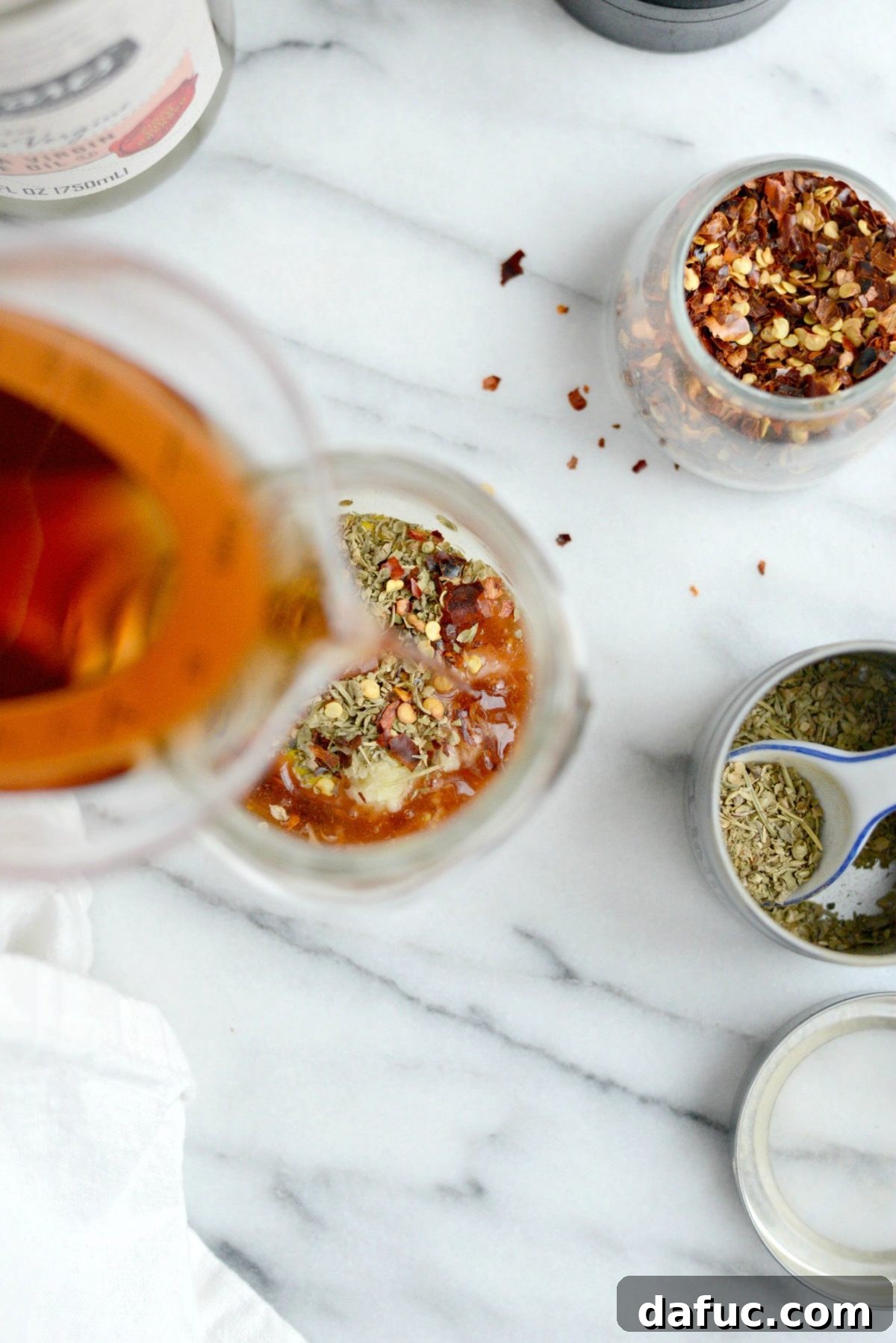 pour in red wine vinegar.