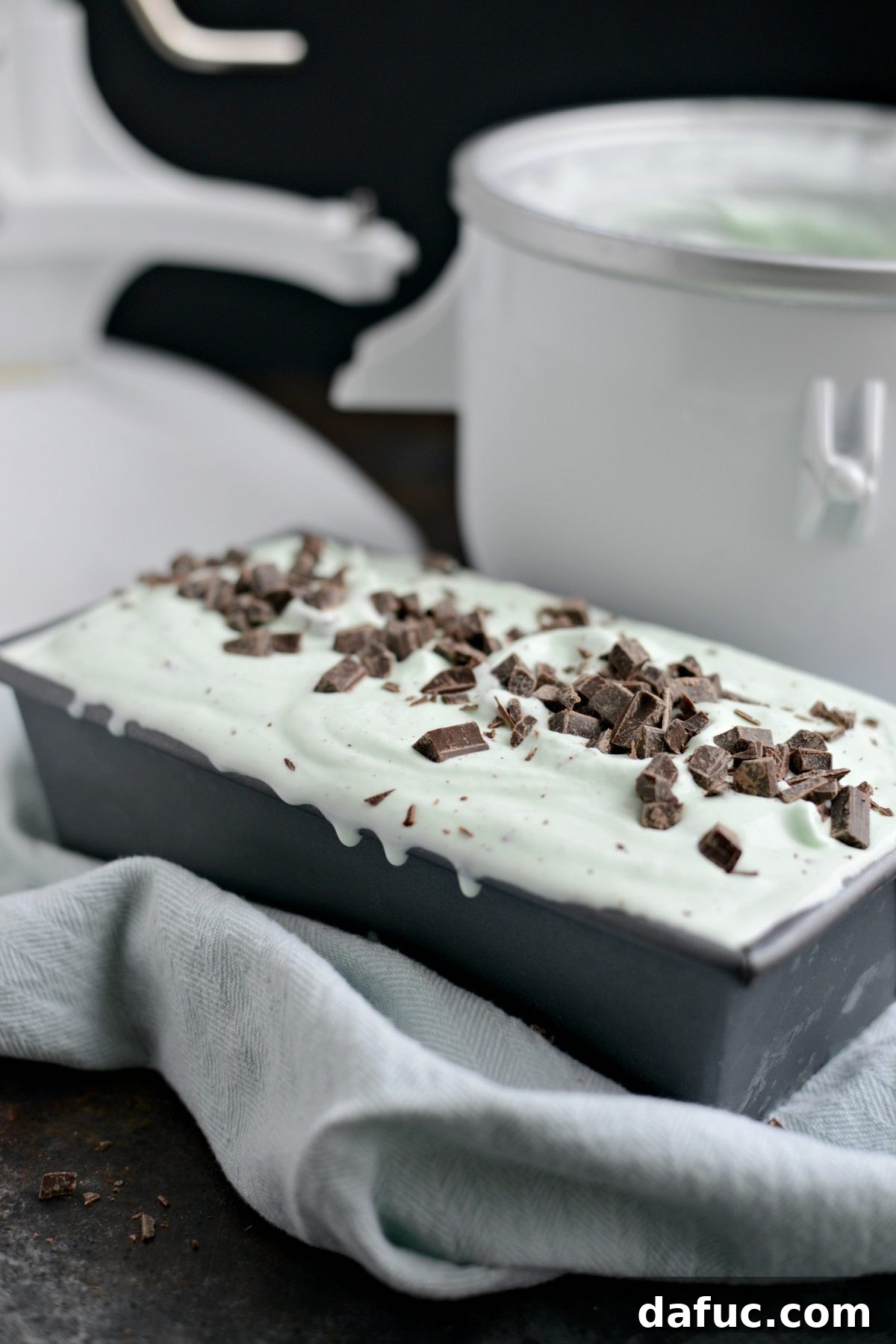 Ready-to-eat Mint Chocolate Chip Ice Cream in a bowl