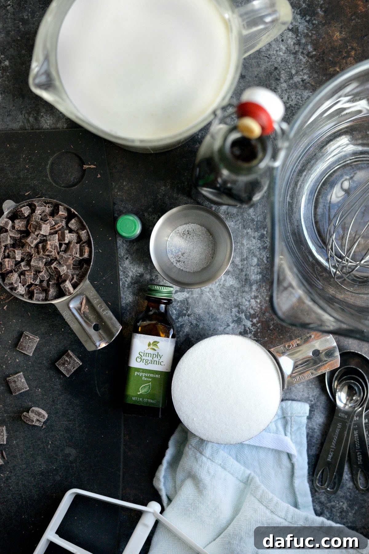 Mint Chocolate Chip Ice Cream ingredients displayed