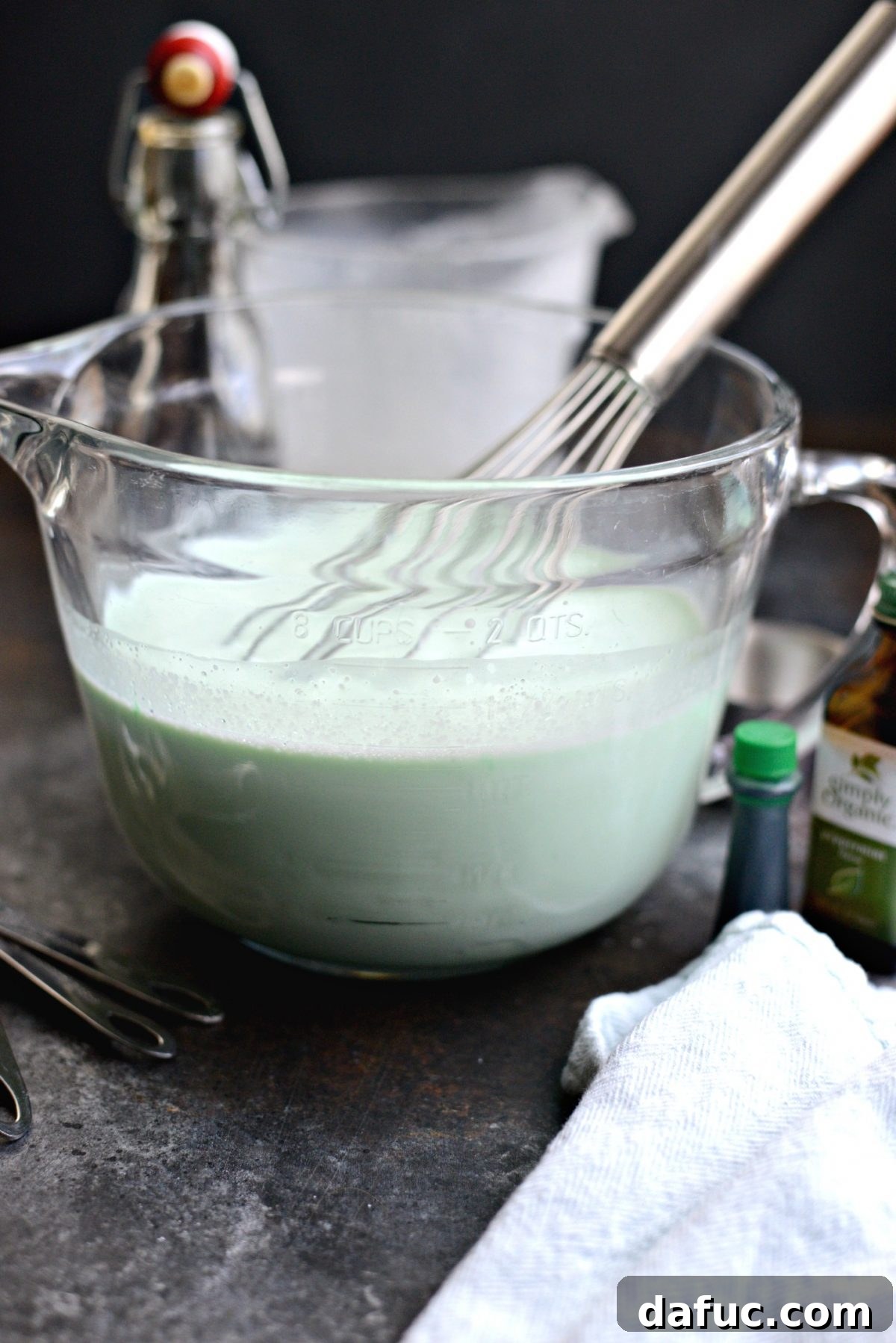 Mixing the ice cream base to combine