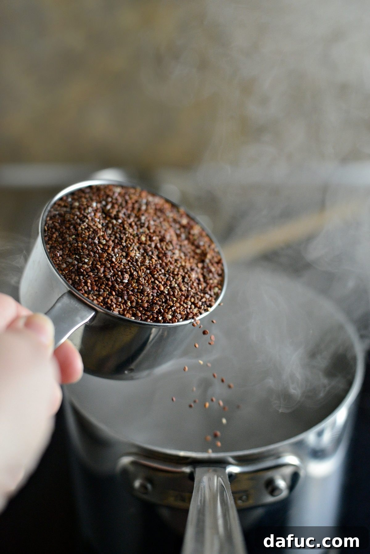 Foolproof Perfect Quinoa 7 Add rinsed quinoa and salt to boiling liquid.