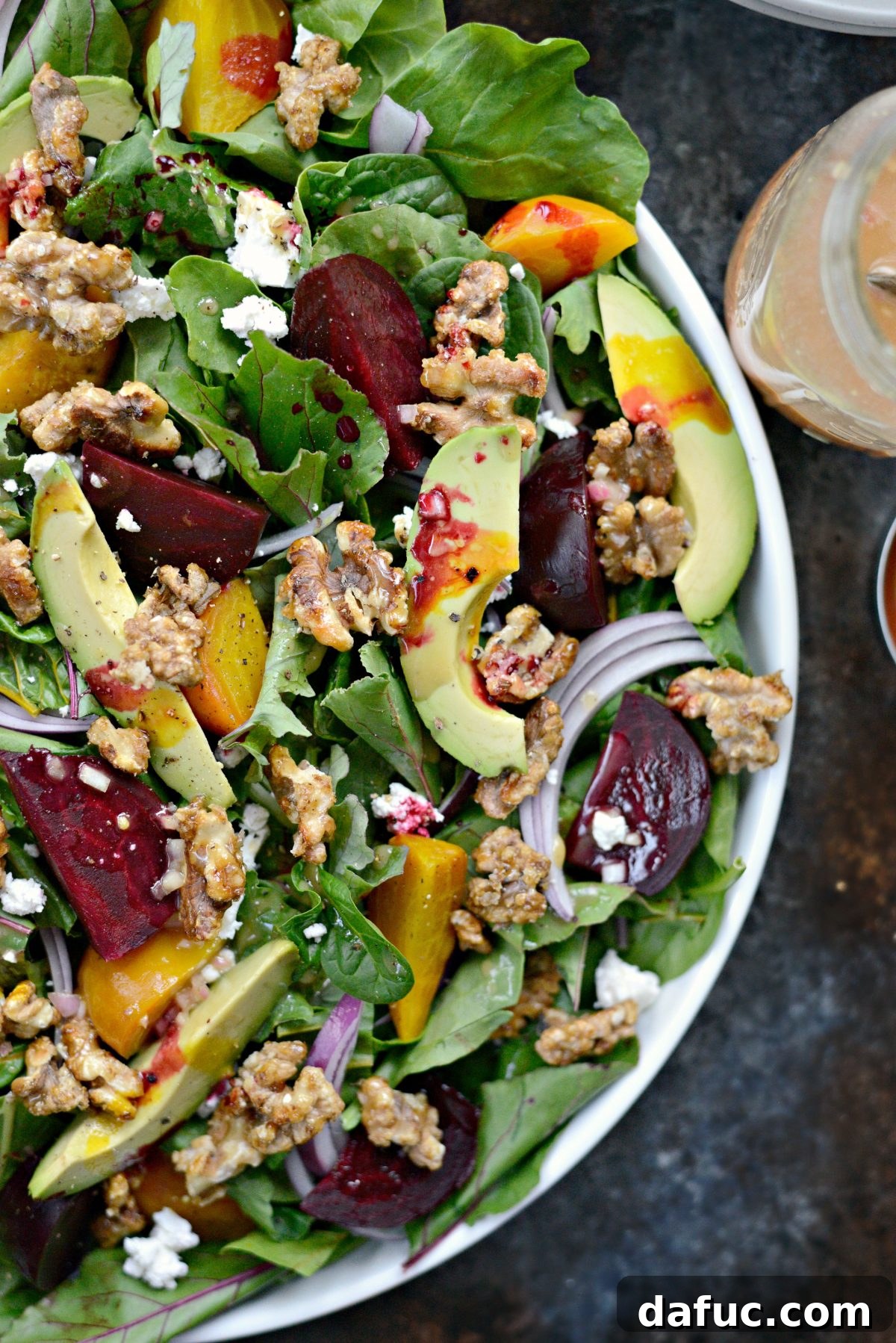 Honey-Kissed Roasted Beet Salad with Zesty Dijon 12 Drizzling reserved beet juices over the assembled salad