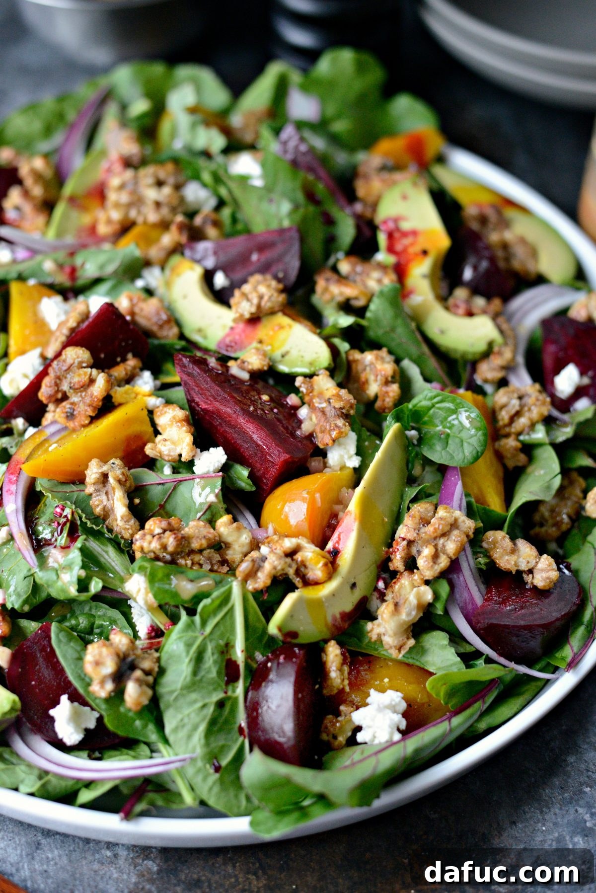 Honey-Kissed Roasted Beet Salad with Zesty Dijon 3 Delicious Roasted Beet Salad ready to be served