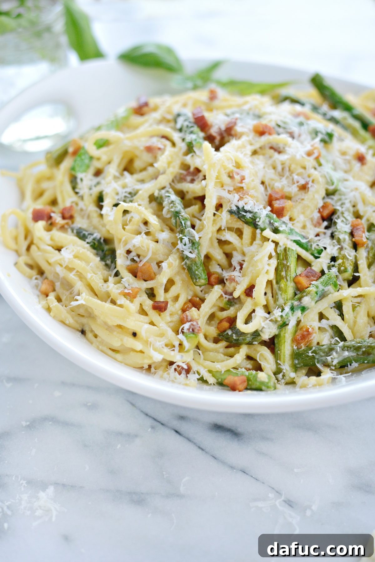 Spring Asparagus Pancetta Carbonara 7 Finished Pancetta Asparagus Carbonara ready to be served