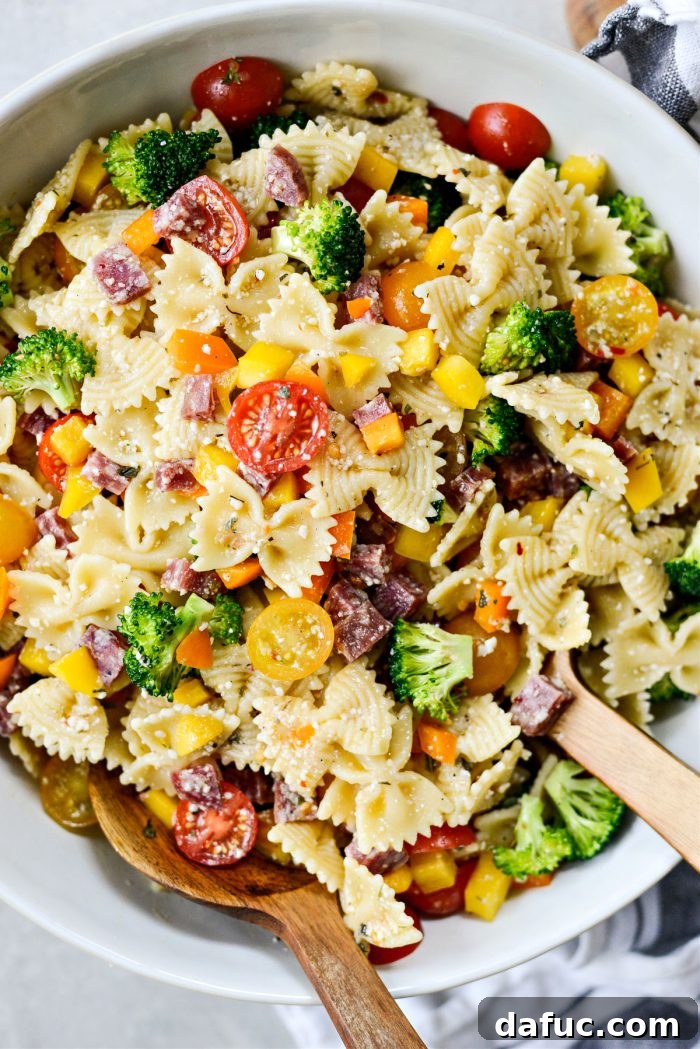 Mediterranean Bowtie Delight 2 Italian Bowtie Pasta Salad - Overhead shot with ingredients