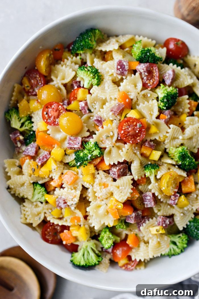 Mediterranean Bowtie Delight 13 Italian Pasta Salad ready to serve