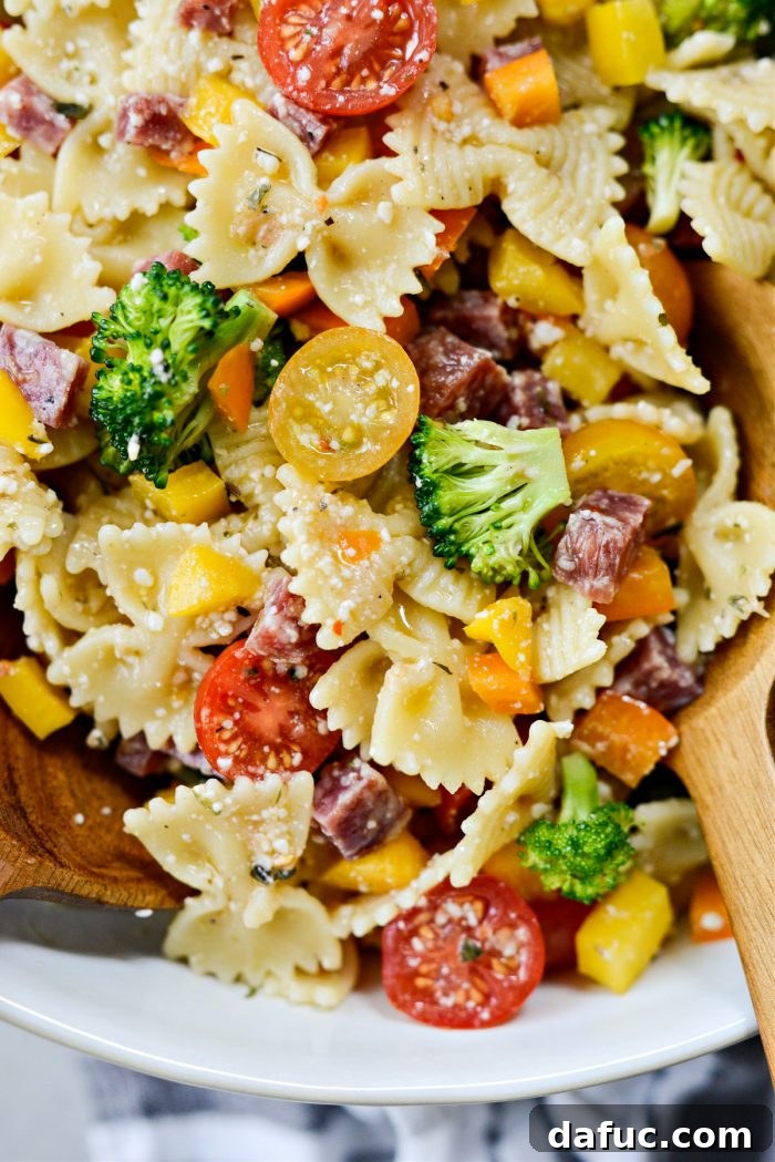 Mediterranean Bowtie Delight 17 Italian Pasta Salad final presentation