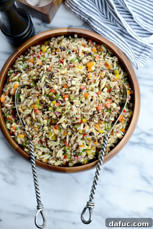 J. Alexander's Wild Rice and Orzo Salad, a beautiful and light pasta salad perfect for summer gatherings.