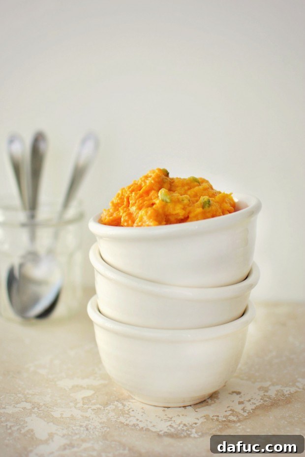 Sweet Potato Jalapeño Mash, a warm, sweet, and spicy side dish for ribs and steak.