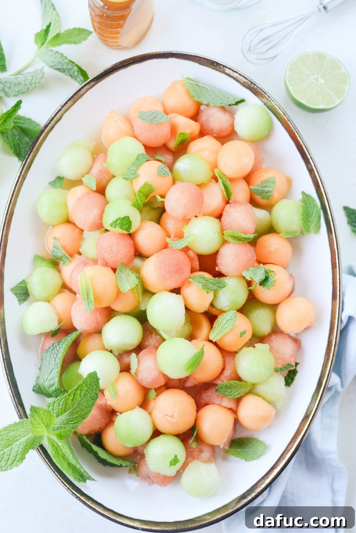 Honey Lime Mint Melon Delight 10 A final close-up of Melon Salad with Honey Lime and Mint, highlighting the fresh mint garnish