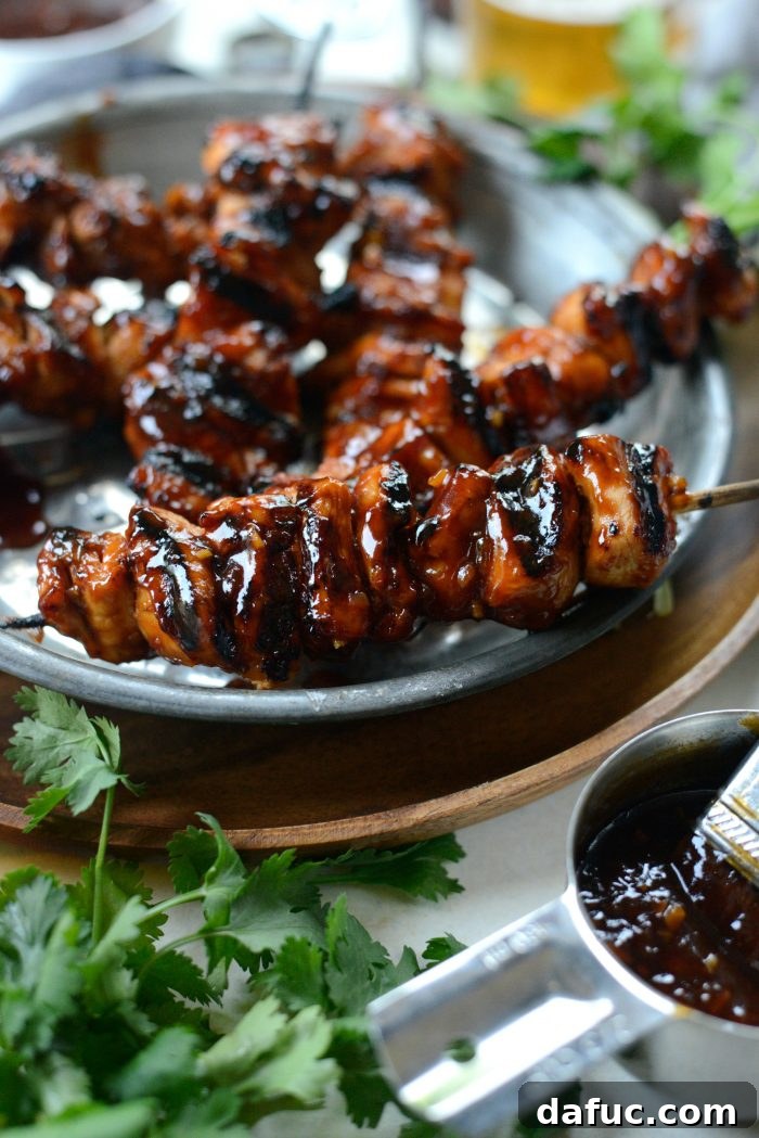 Grilled Sticky Sweet Chicken Skewers