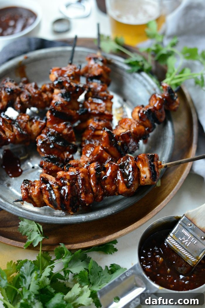 Grilled Sticky Sweet Chicken Skewers