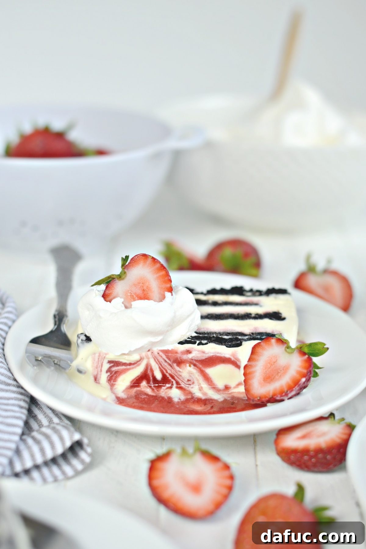 Strawberry Swirl Mascarpone Ice Cream Cookie Cake preparation