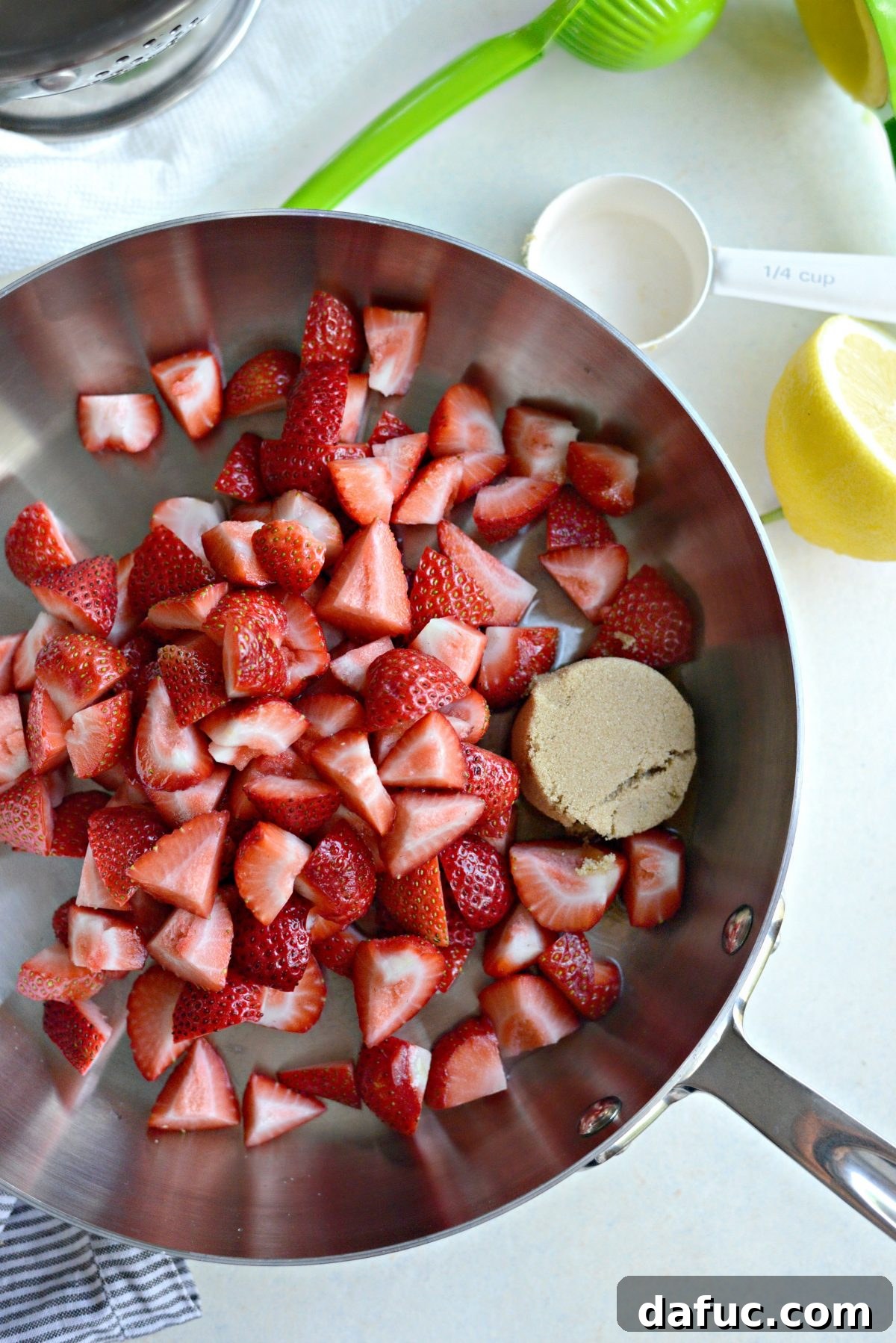 Strawberries and brown sugar for strawberry swirl
