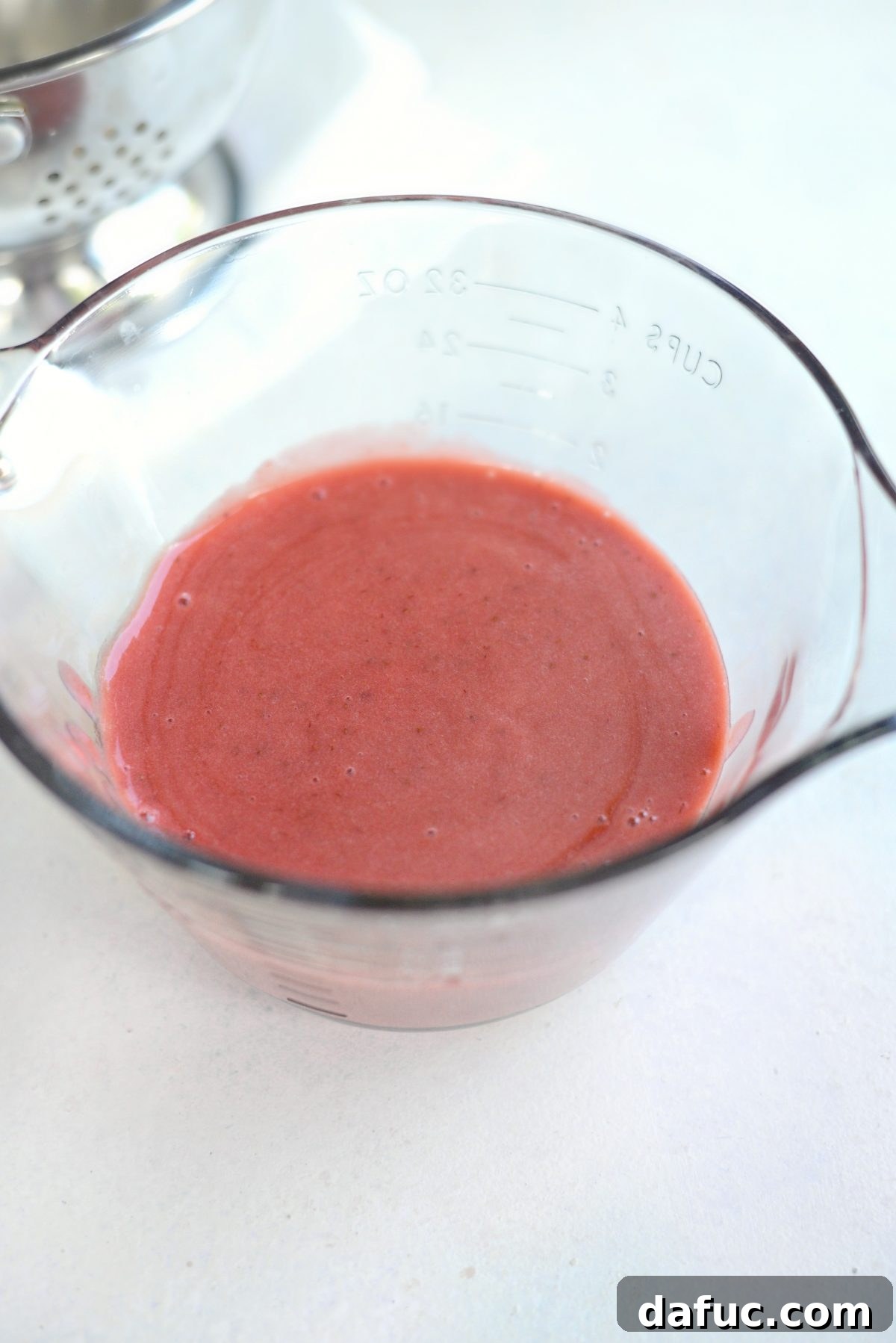 Blended strawberry puree