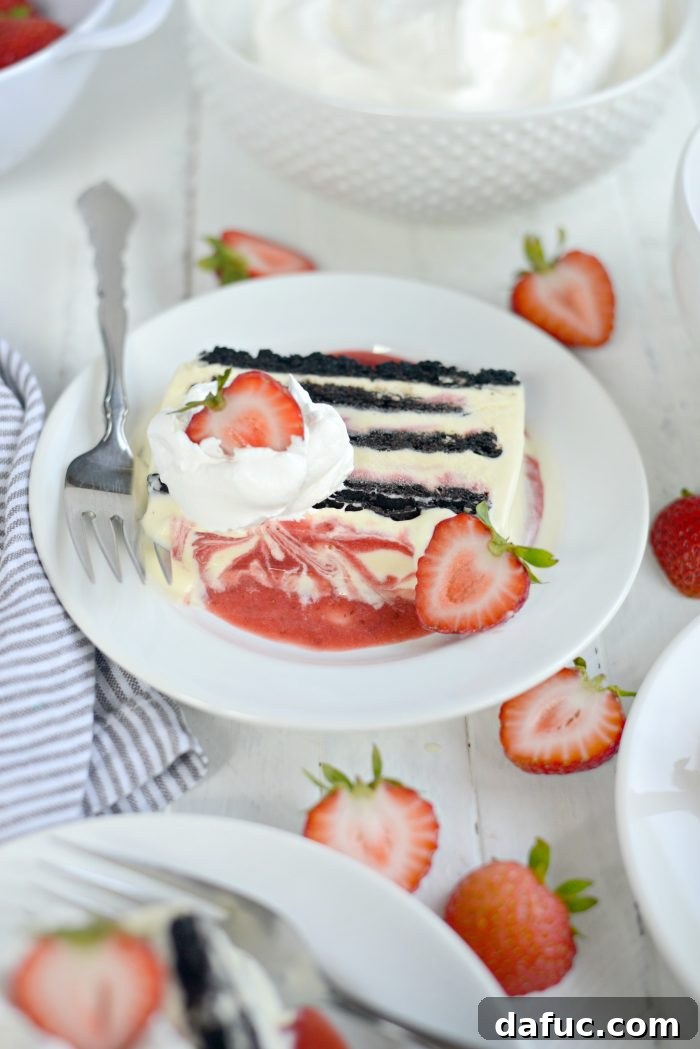 Serving the Strawberry Swirl Mascarpone Ice Cream Cookie Cake