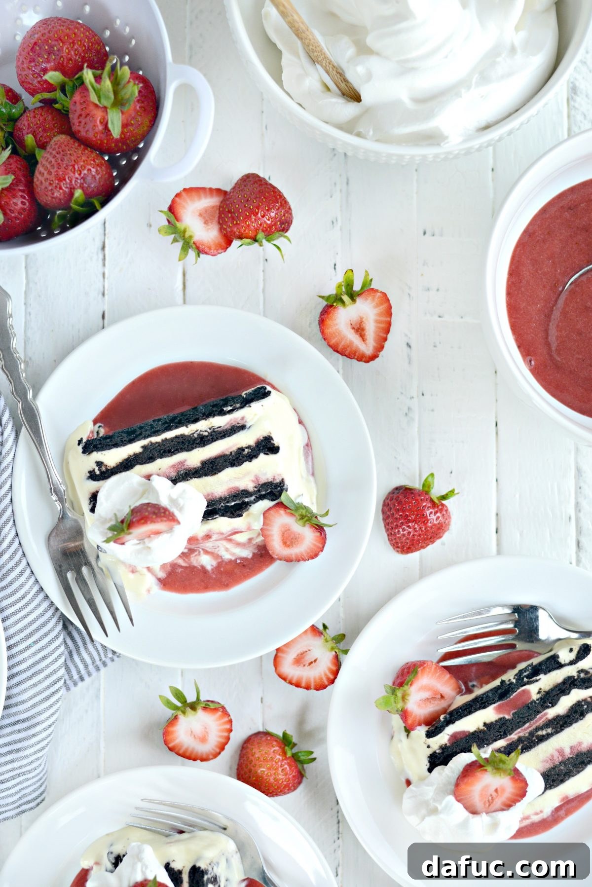 Finished Strawberry Swirl Mascarpone Ice Cream Cookie Cake