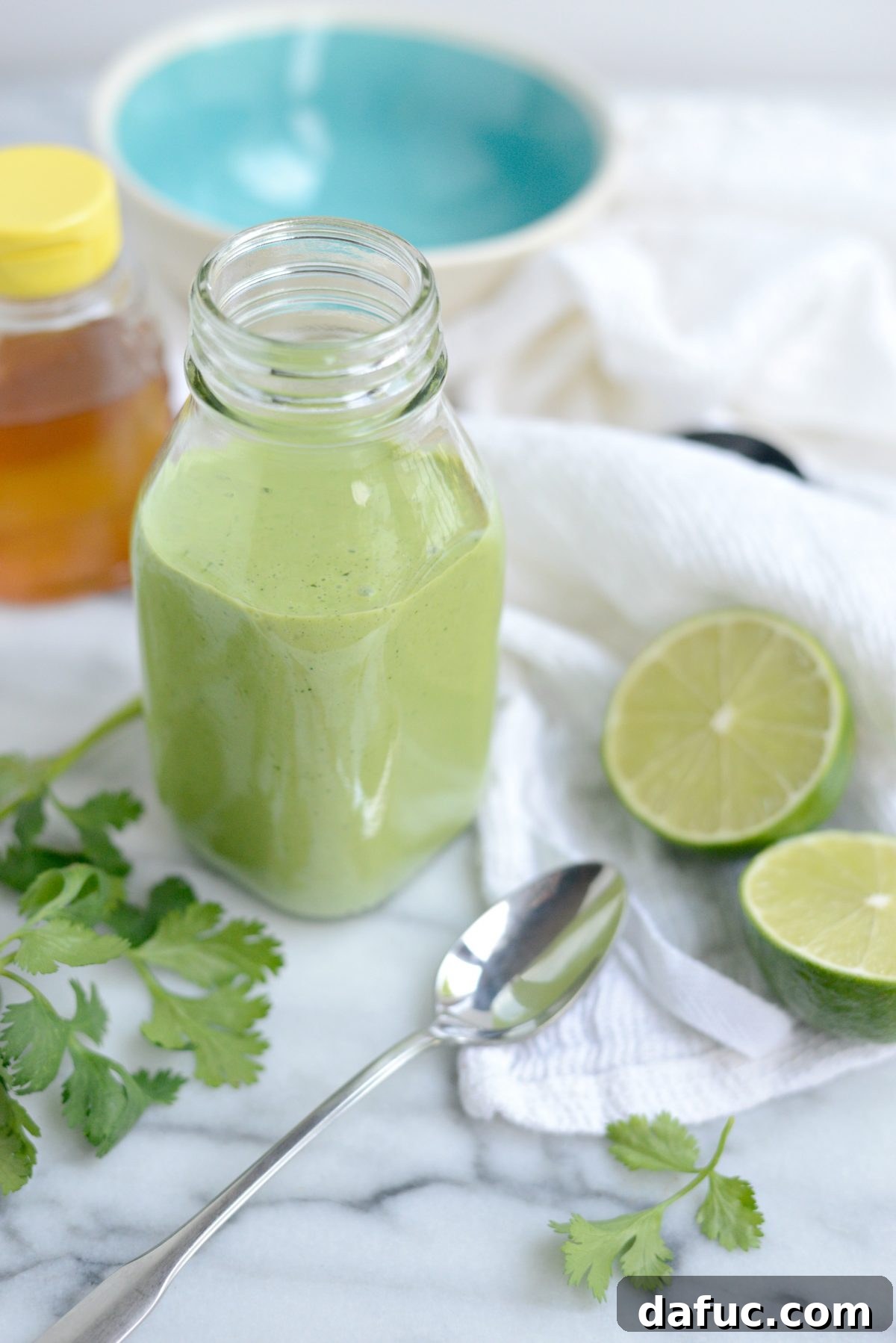 Creamy Cilantro Lime Dressing in a serving bowl