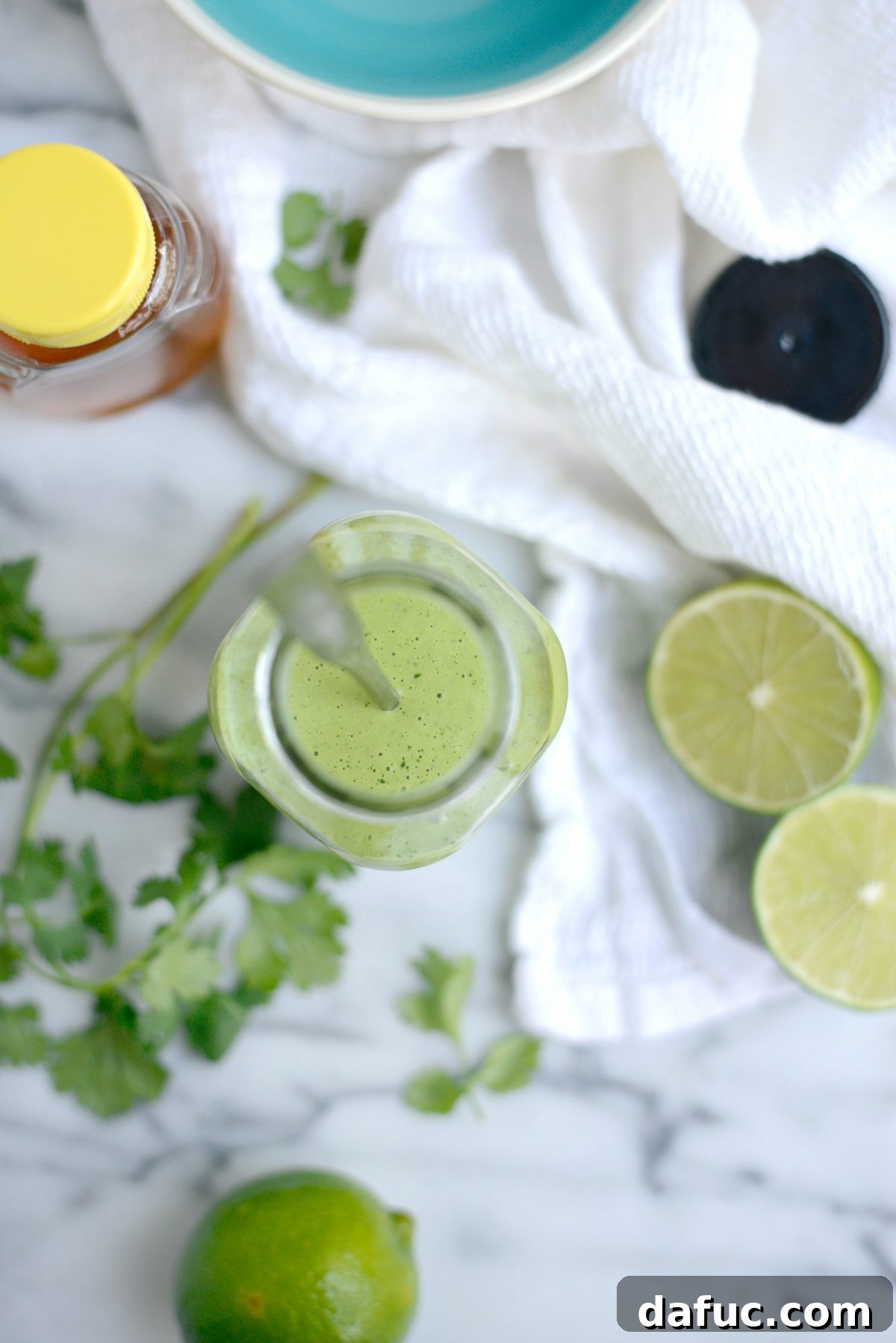 Creamy Cilantro Lime Dressing in a glass jar